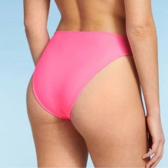Juniors' Cheeky High Leg Mid-Waist Bikini Bottom - Xhilaration hot pink Medium - Picture 2 of 4